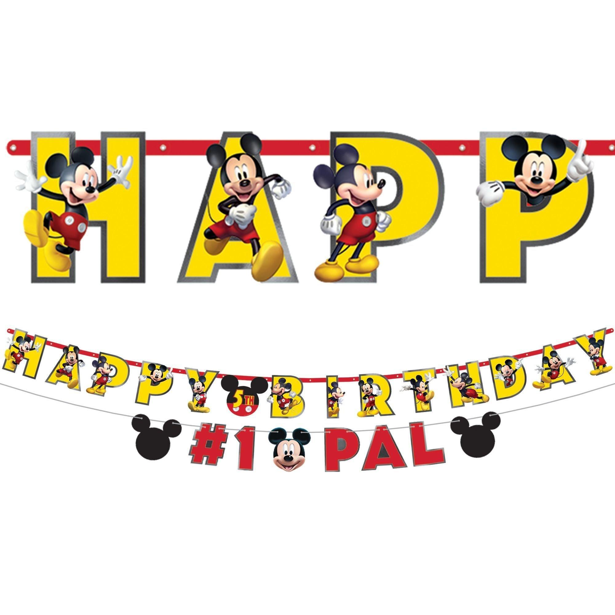 Mickey Mouse Forever Birthday Party Supplies Pack for 8 Guests - Kit Includes Plates, Napkins, Table Cover, Banner Decoration, Honeycomb Swirls, Centerpiece, Favors with Bags & Pinata